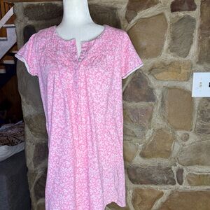 Aria Collection 100% Cotton Nightgown Women’s Medium House Dress Pink Pockets